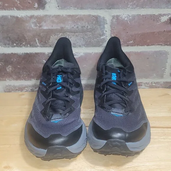 New Mens HOKA Speedgoat 5 GTX Gore-Tex Spike Trail Shoes Black Grey Sz 9 - Picture 3 of 5